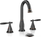 Oil Rubbed Bronze 8" Widespread Bathroom Faucet With Drain & Valve, WF017-4-ORB. Fixed Price $99.99.