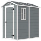 Outsunny 6' X 4' Outdoor Storage Shed, Gray, Plastic With Floor. Fixed Price $376.20.