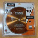 Ridgid 10" Diamond Wet Saw Tile Blade - Glass & Mosaic. Fixed Price $42.00.
