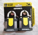 2 Brinks - 50MM Commercial Laminated Steel Keyed Alike Padlock Boran Shackle. Fixed Price $26.95.