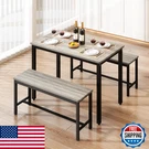 Rovibek 4-PERSON Dining Table Set: 2 Benches, Space-saving Kitchen, Grey, 43". Fixed Price $134.35.