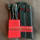 Yule Rite By Aid 2 Pack 6 Outlet Power Strips. 3 Ft. Gree. Fixed Price $6.00.
