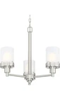 Doraimi 3 Light Chandelier Hollow Crystal Shaft Brushed Nickel Opal Glass Shade. Fixed Price $85.00.