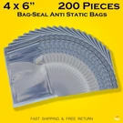 200 Anti Static Shielding Esd Bag 4" 6" Zip Reclosable Seal 10X15CM. Fixed Price $20.99.