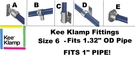 #6 Kee Klamp (1" Pipe) Clamp Fitting Railing Structure Connector Handrail Vg. Fixed Price $15.99.