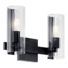 Kichler Jemsa 13.75" 2 Light Vanity, Black/clear Fluted Glass - 55167BK. Fixed Price $244.99.