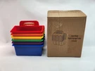 6 Pack Alink Classroom Caddy Storage Basket Handle Plastic Arts Markers Crayons. Fixed Price $20.00.