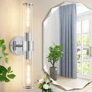 Chrome Wall Sconce, Bathroom Light Fixtures Clear Glass Indoor Sconce.... Fixed Price $92.98.