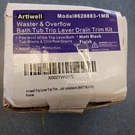 Artiwell #628883-1MB Matt Black Bath Tub Trip Lever Drain Trim Kit. Fixed Price $18.00.