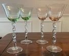 Set Of 4 Abigails Adriana Twisted Stem Wine Glasses - Pink & Green (9.5 H). Fixed Price $59.99.