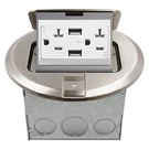 Round Pop-up Floor Box Kit, 6" Diameter Cover, 20A Tamper-resistant Usb Receptac. Fixed Price $205.99.