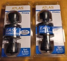 Lot Of 2 Atlas Oil Rubbed Bronze Button Lock Bath Privacy Doorknob Handle. Fixed Price $39.95.