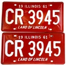 Vintage Illinois 1961 License Plate Set Pair Cr 3945 Man Cave Garage Wall Decor. Fixed Price $37.95.