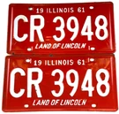 Vintage Illinois 1961 License Plate Set Pair Cr 3948 Man Cave Garage Wall Decor. Fixed Price $40.80.