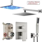Brushed Nickel Shower Faucet Set Rainfall Head Combo With Mixer Valve Kit. Fixed Price $64.00.