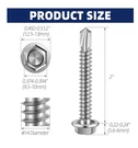 #14X2 Hex Washer Head Self Drilling Sheet Metal Screws With Tool 50 Pcs. Fixed Price $12.74.