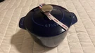 Staub Cast Iron 1.5 Qt, Petite French Oven, Dark Blue. Fixed Price $105.00.