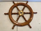 Vintage Wooden Ship Wheel, Helm Nautical Hanging Decor, Real 28" Brass Vg. Fixed Price $154.99.