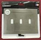 Light Switch Cover 3 Gang Somerset # 662658 Brushed Nickel. Fixed Price $9.00.