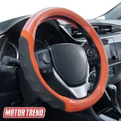 Motor Trend 15 Inch Steering Wheel Cover Carbon Fiber Leather Detail Orange. Fixed Price $17.15.