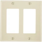(25)-LEVITON 2-GANG Smooth Plastic Rocker Decorator Wall Plate, Ivory. Fixed Price $43.89.