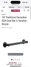 Delta 41618 18" Traditional Grab Bar - Venetian Bronze. Fixed Price $80.00.