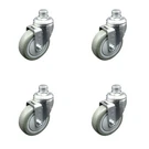 4 Inch Thermoplastic Wheel With Npt Pipe Thread Stem Swivel Caster Set. Fixed Price $102.28.