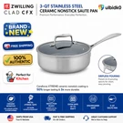 Brand New Zwilling Clad Cfx 3-QT Ceramic Nonstick Saute Pan Stainless Steel. Fixed Price $109.00.