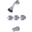 Central Brass 0968-Z Three Handle Tub Shower Set In Chrome. Fixed Price $184.00.