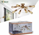 Vinluz 8 Light Sputnik Chandelier Brushed Brass Mid Century Modern Ceiling. Fixed Price $72.58.