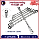 Metric 12 Sizes Extra Long Gear Ratcheting Wrench Set, 8MM-19MM, Rotatable Head. Fixed Price $70.72.