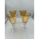 Abigails Yellow Amber Bubble Glass Water Goblets Optic Stem (set Of 4) 7.5 In. Fixed Price $11.00.