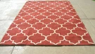 Vintage Orian Rugs William Cherry Red Indoor Outdoor Geometric Area 91X121". Fixed Price $150.00.