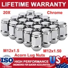 Acorn Lug Nuts Set 20X M12X1.50 Silver For Honda Civic Accord Crv. Fixed Price $22.59.