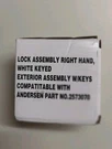 Keyed Lock Assembly Right Hand W/ Keys For Anderson #2573078, White. Fixed Price $26.00.