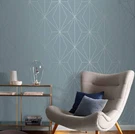 Graham & Brown Removable Wallpaper Strippable Metallic Harmony Deep Sky. Fixed Price $55.00.