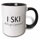 3DROSE What's Your Superpower Mug - Funny Skiers Gift Black Ceramic 11OZ. Fixed Price $11.99.