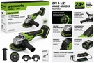 Greenworks 24V 4-1/2" Cordless Angle Grinder Brushless AG370A3 Tool Only. Fixed Price $144.00.