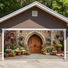 Spring Castle Door Garage Cover 157X70 Floral Baskets Colorful Eggs Stone Arc.... Fixed Price $18.04.