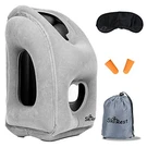 Skyrest Inflatable Head Neck Grey Travel Pillow With Eye Mask And Earplugs. Fixed Price $34.95.