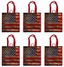 Reusable Shopping Tote Bags 6 Pack American Flag Collapsible 15 X 13.5 7.5. Fixed Price $11.33.