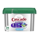Cascade Platinum Dishwasher Pods, Detergent, 34 Count (pack Of 1). Fixed Price $20.89.