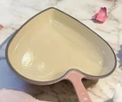 New Creuset: Heart Shaped Cast Iron Skillet Pan Chiffon Pink 10" France. Fixed Price $199.00.