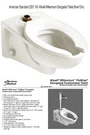 New American Standard Afwall Millenium Top-spud Elongated Hung Toilet Bowl. Fixed Price $120.00.