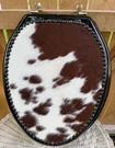 Western Cowhide Toilet Seat By Signature Cowboy Studio Mahogany Wood Custom Made. Fixed Price $149.98.