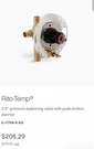 Kohler K-11748-K-NA Rite-temp 1/2" Pressure Balance Valve With Push Diverter. Fixed Price $150.00.