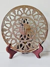 King Francis Reed & Barton Pattern #1644 Silverplate Glass Trivet Initial "h". Fixed Price $20.00.
