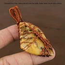 Marquise Polka Dot Agate Stone Copper Boho Wire Wrapped Handmade Sister Pendant. Fixed Price $14.25.