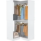 32" Wide Wood Corner Closet Organizer System With Hanging Rod & Storage Shelve. Fixed Price $152.99.