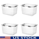 Hingelid Storage Box Clear Bin W/ Latch Comfort Grip Handles 4 Pack New. Fixed Price $70.52.
